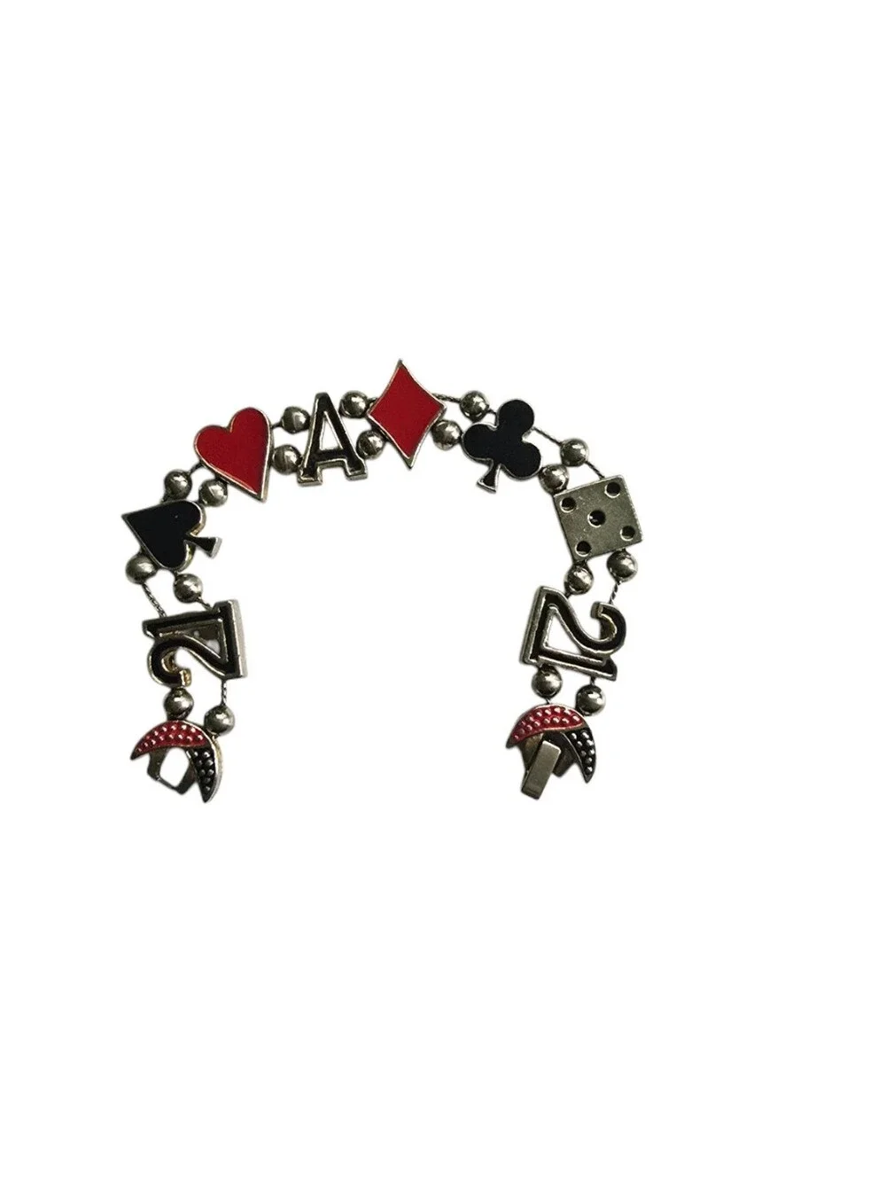Vintage Style Casino Gambling Charm Bracelet Lot 21 Dice Card Suits Repair